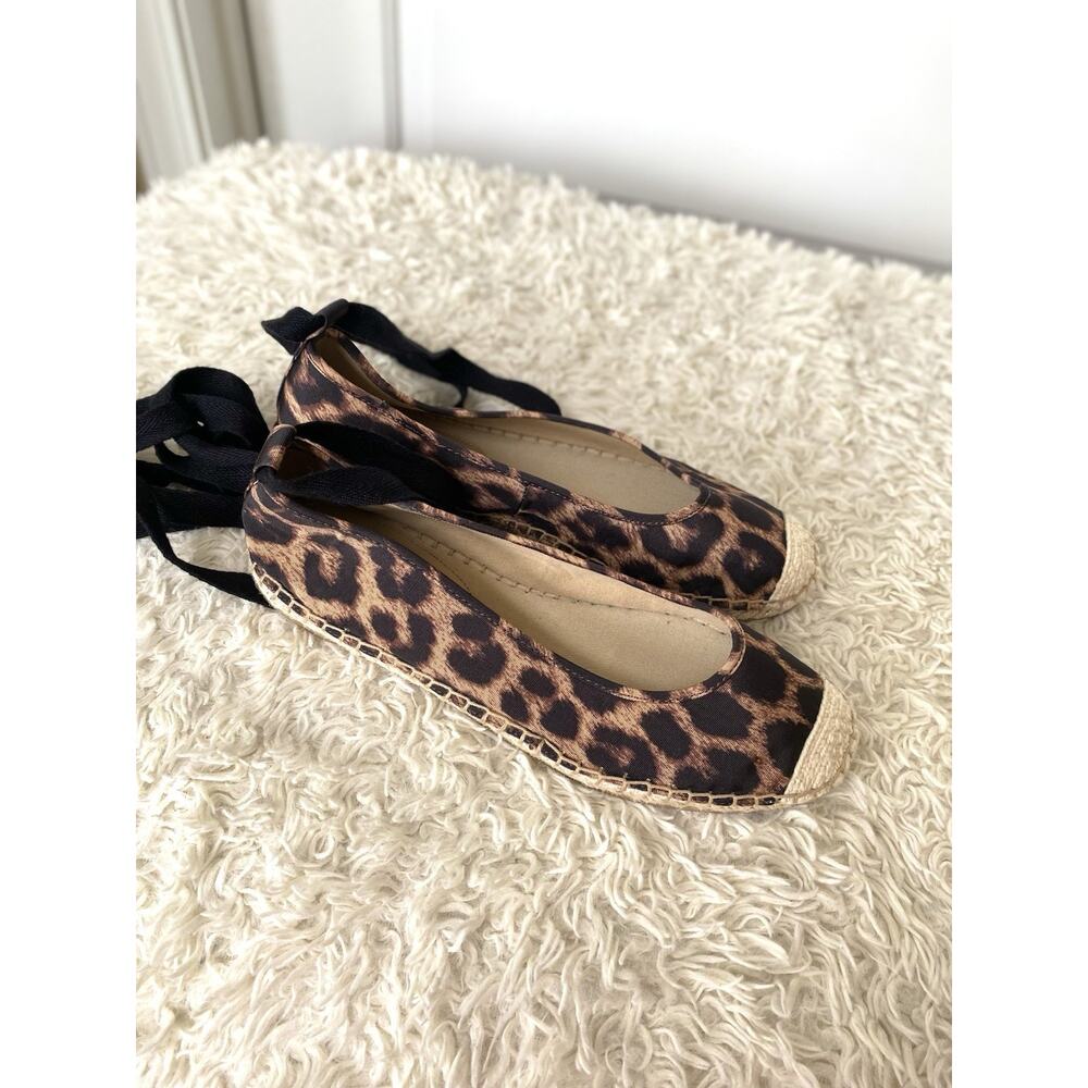 Ann Taylor Leopard Print Lace-Up Espadrille Flats Women's Size 6.5 M - Picture 4 of 10